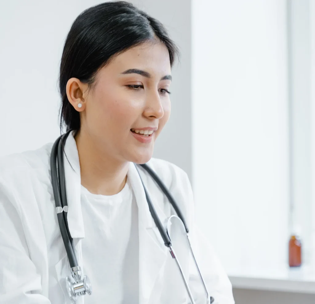 DOCTOR SIDE POSE SMILING