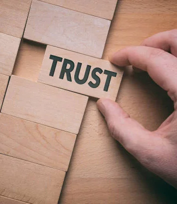 trust block wodden text